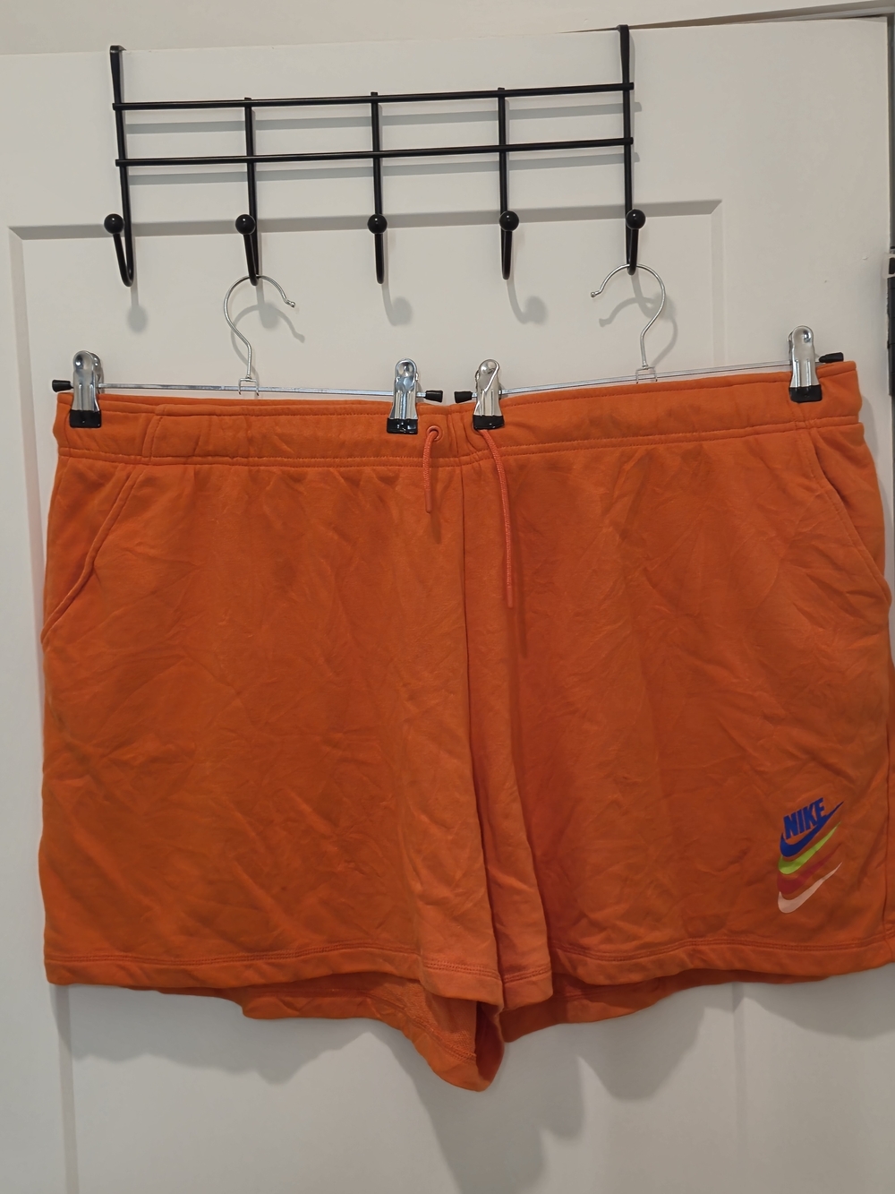 Nike Women's Bright Orange Drawstring Athletic Shorts with Logo